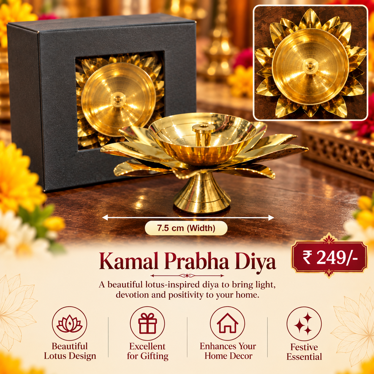 Kamal Prabha Diya with Gift Box