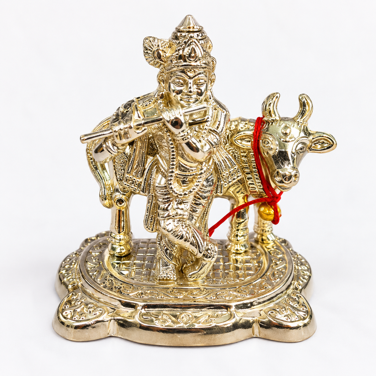 Kanha Ji with Cow German Silver Idol