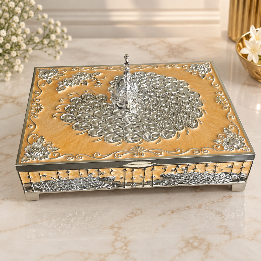 Peacock Rectangle Dry Fruit Box