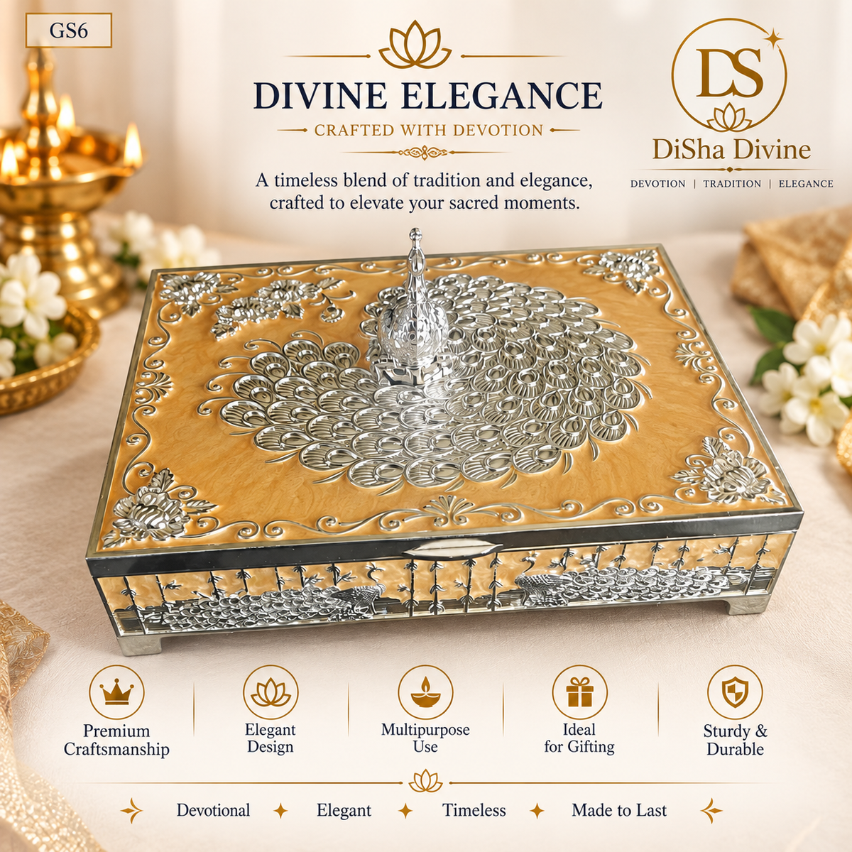Peacock Rectangle Dry Fruit Box