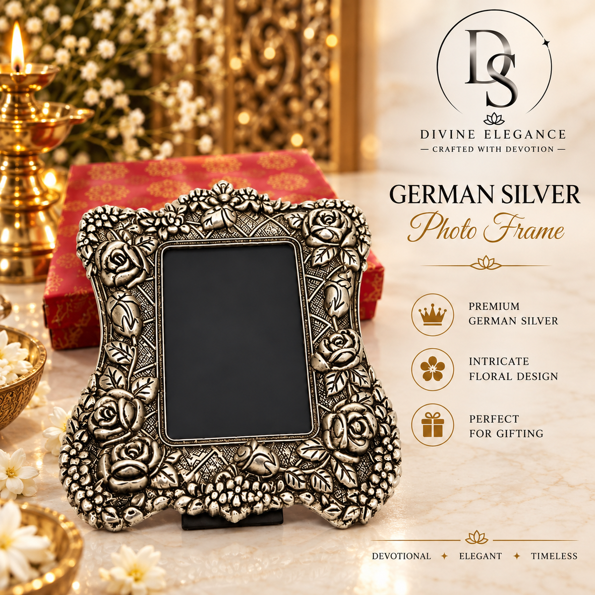 German Silver Photo Frame – Large