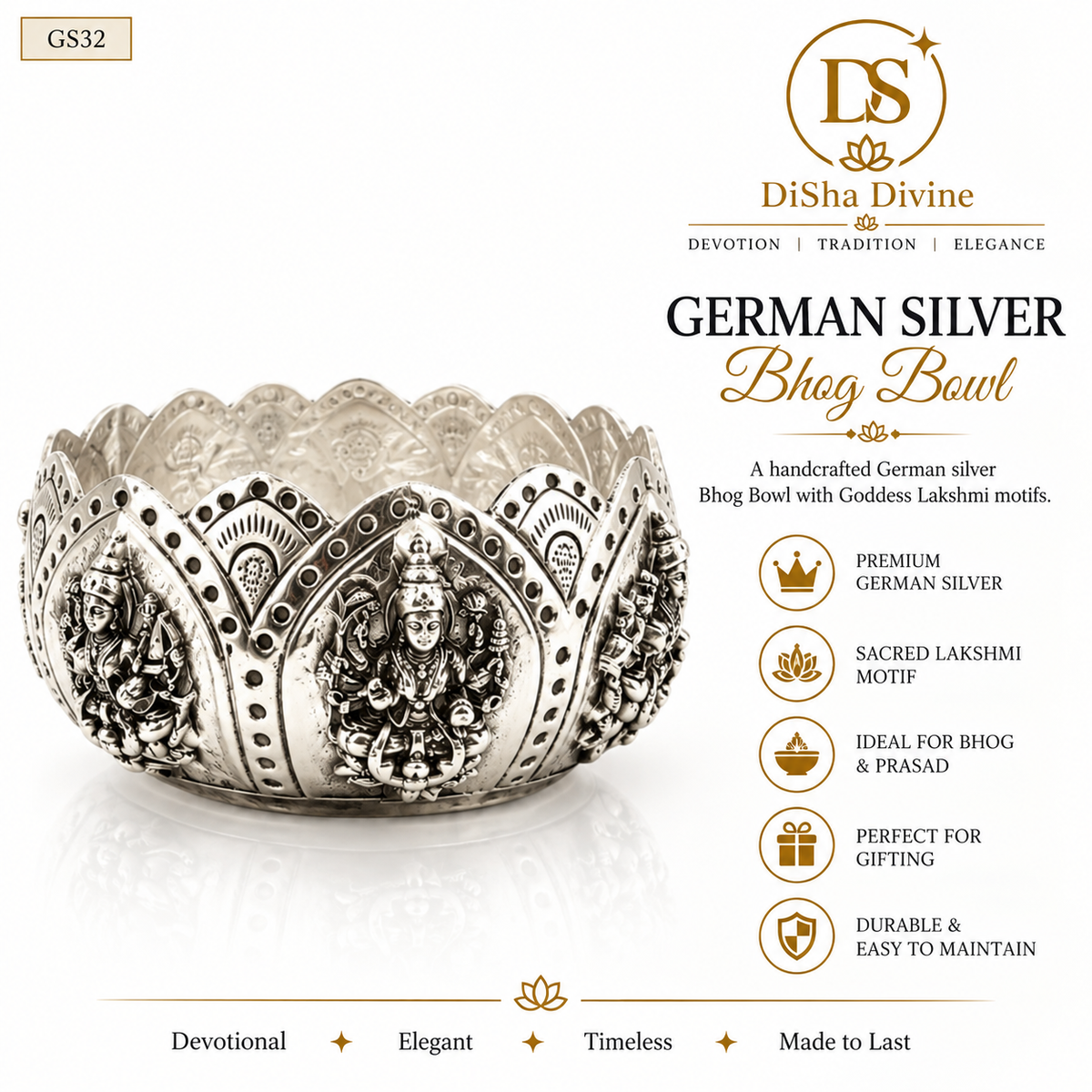 German Silver Bhog Bowl
