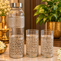 German Silver Bottle & Glass Set
