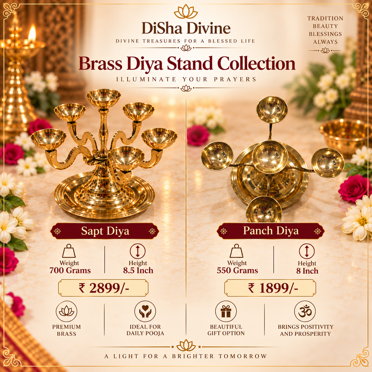 Sapt Diya Brass Stand
