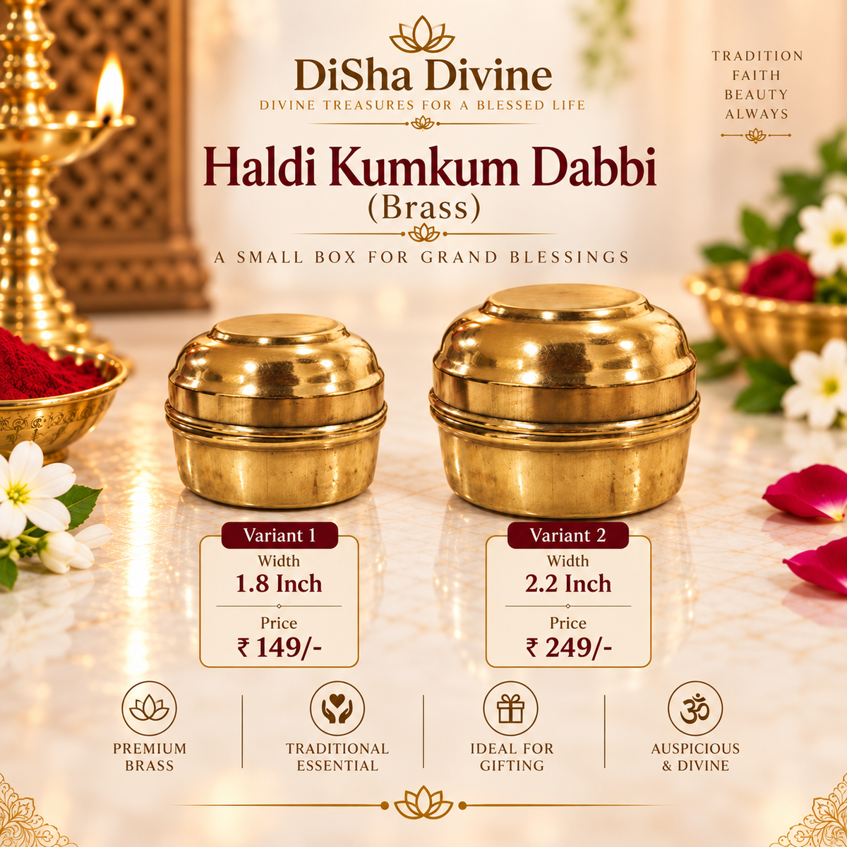 Haldi Kumkum Dabbi (Brass)