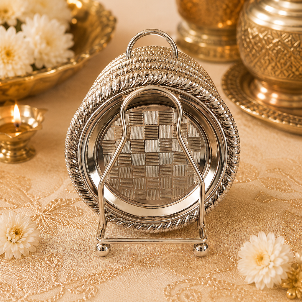 German Silver Tea Coaster Set