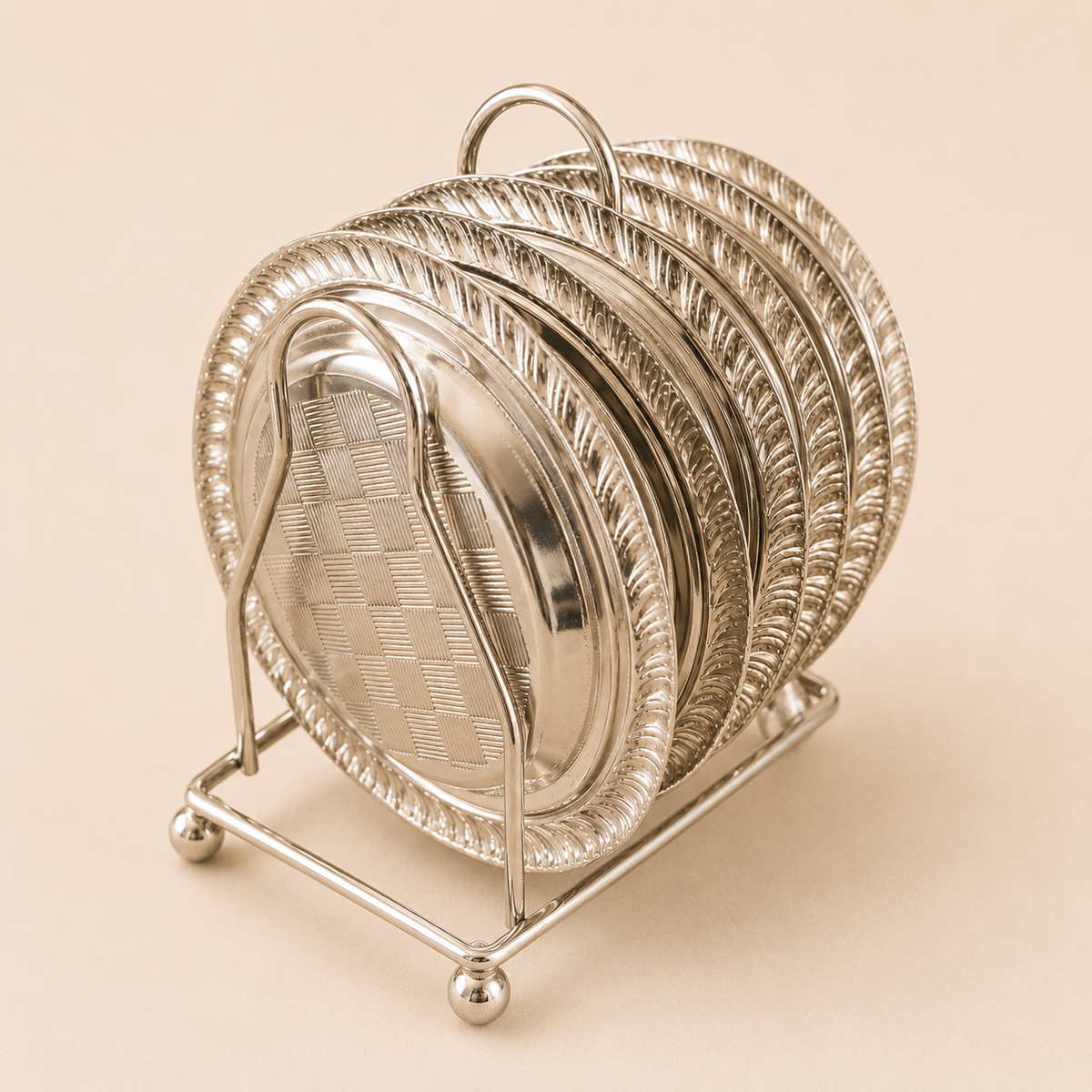 German Silver Tea Coaster Set