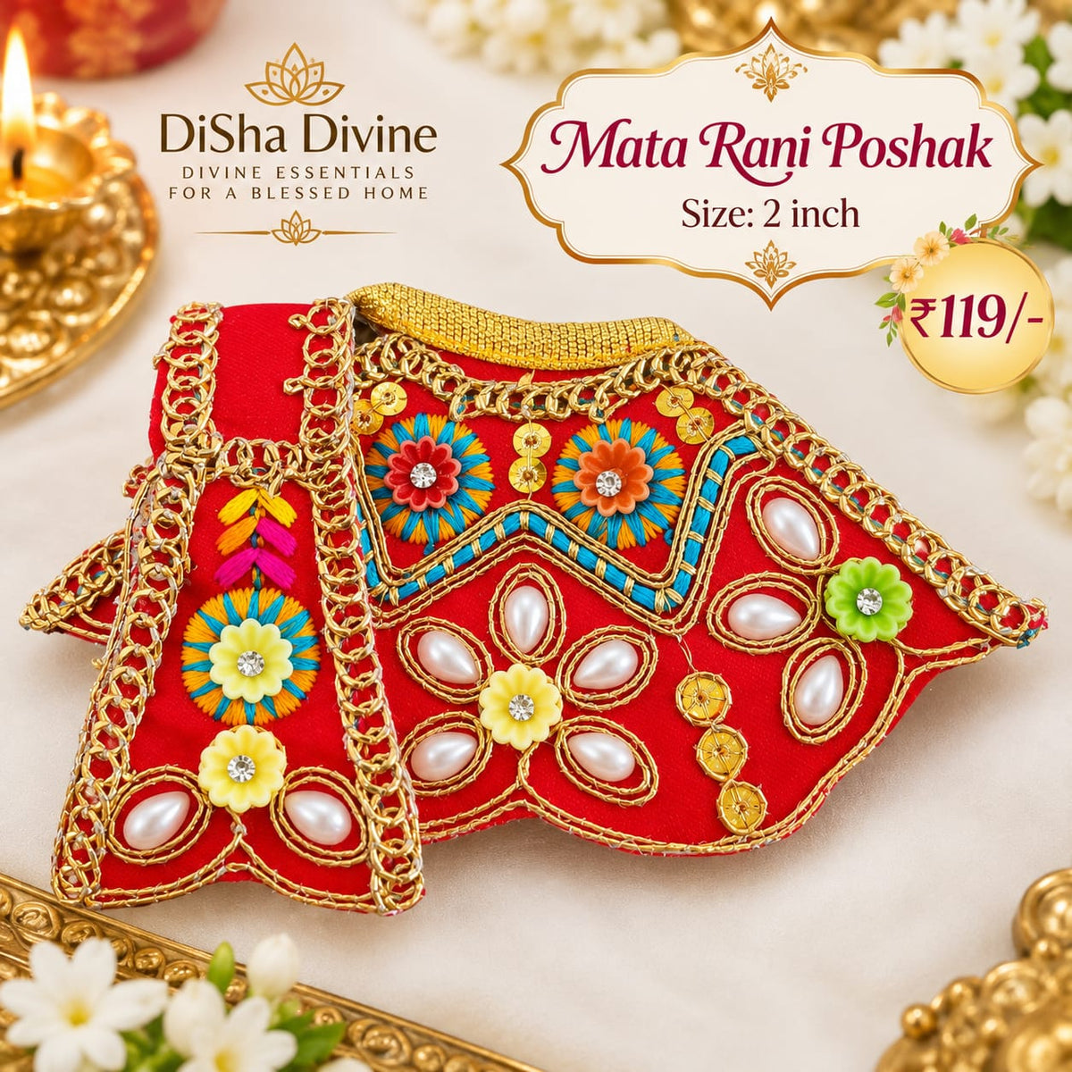 Shahi Pushp Moti Mata Rani Poshak – 2 Inch