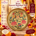 Brass Peacock Meenakari Thali – 10 inch