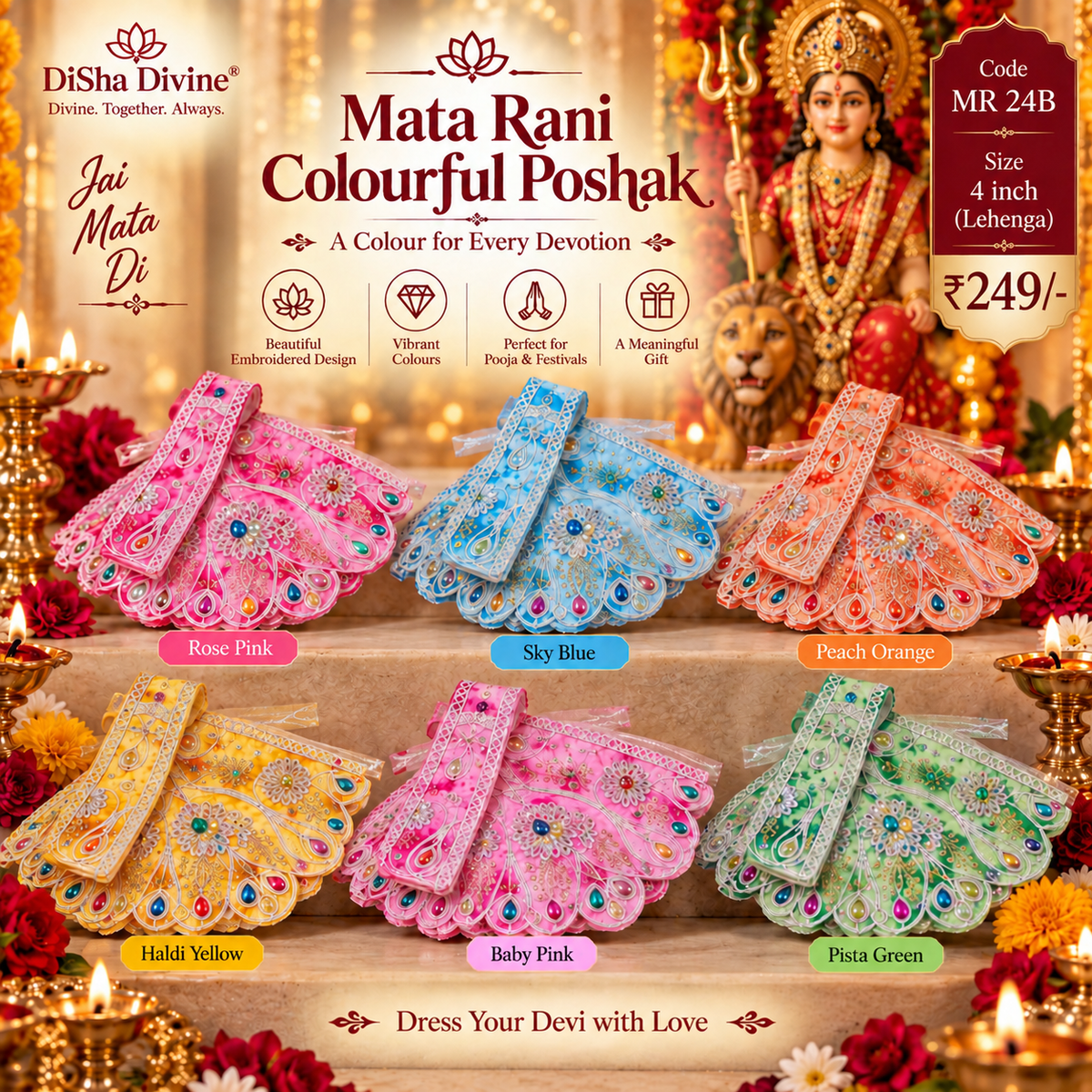 Mata Rani Colourful Poshak – 4 inch
