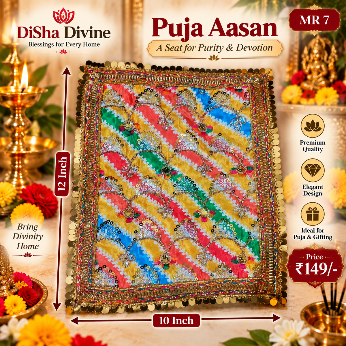 Rangila Embroidered Puja Aasan