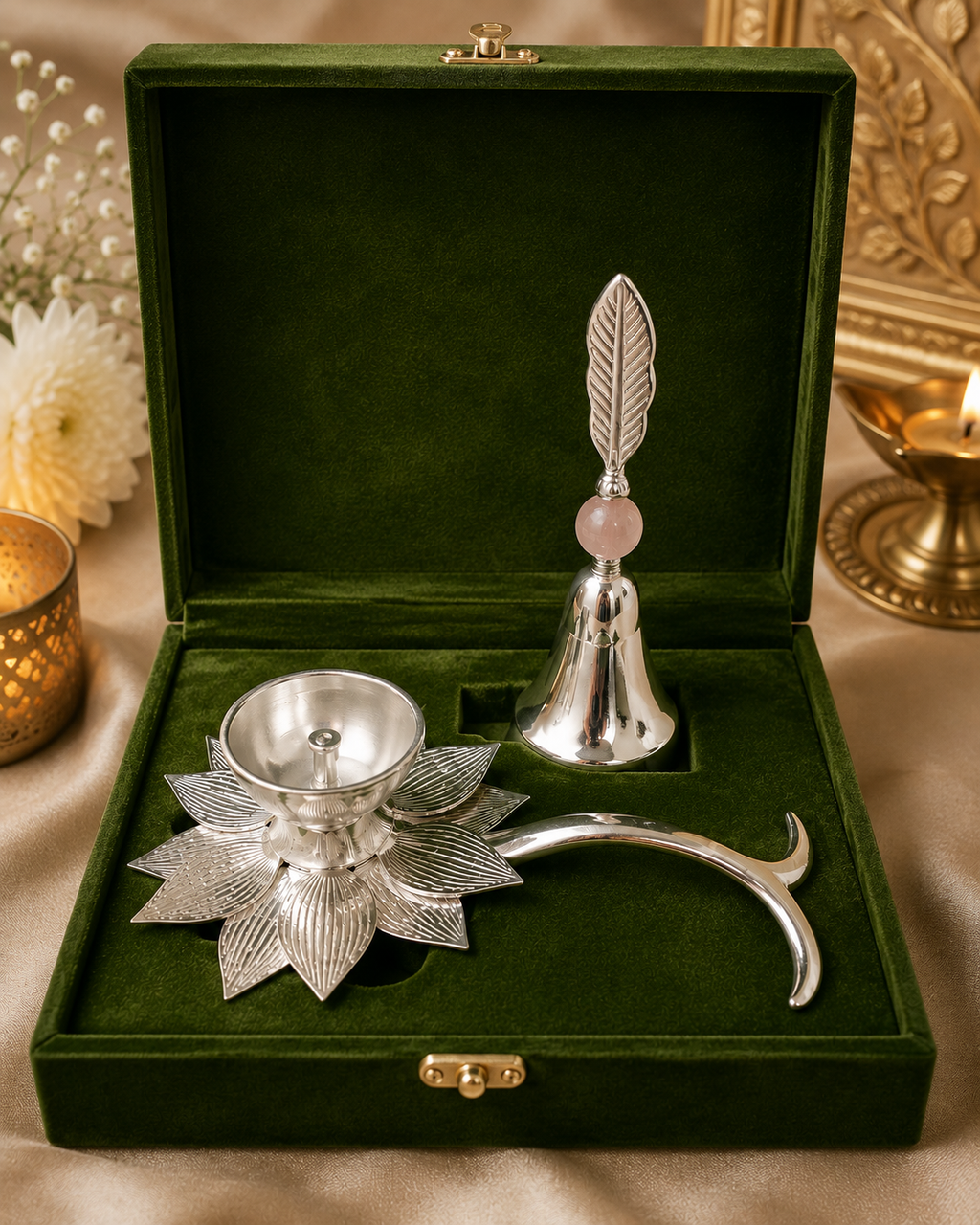 Resin Diya & Ghanti Set