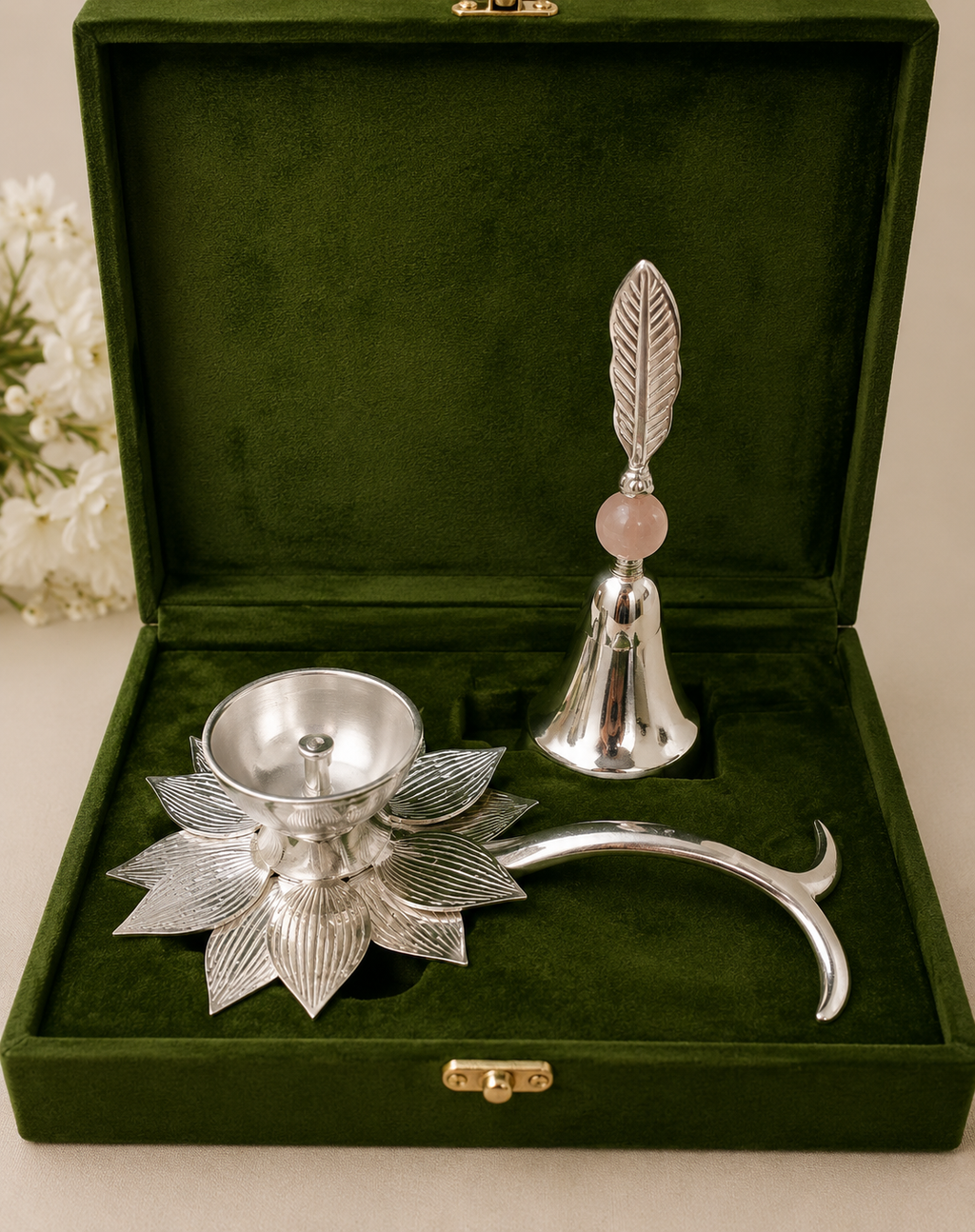 Resin Diya & Ghanti Set