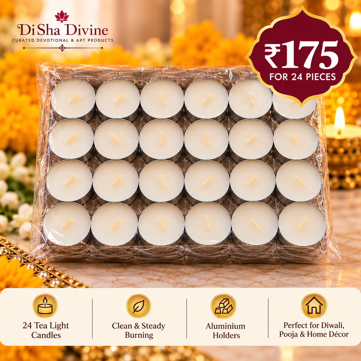 Classic White Tealight Candles – Pack of 24