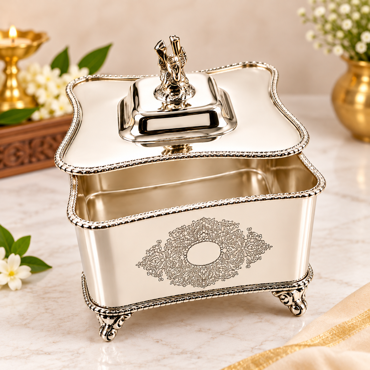 German Silver Ornate Decorative Keepsake Box