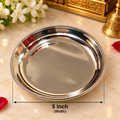 Premium Home Mandir Mini Bhog Thali – Silver Finish | 5 Inches