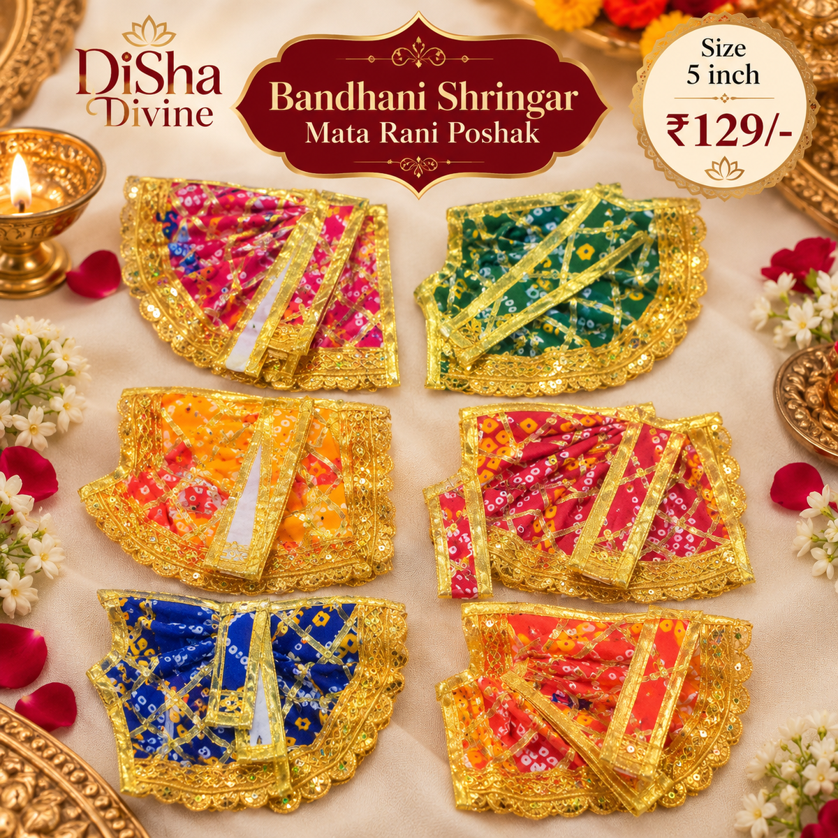 Bandhani Shringar Mata Rani Poshak – 5 inch
