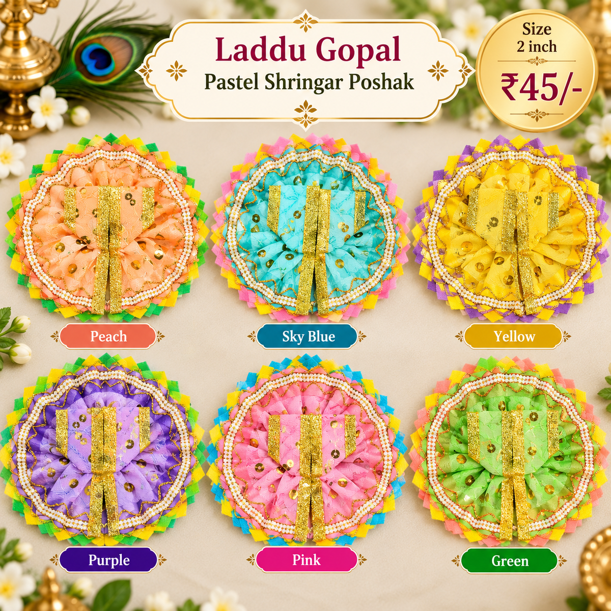 Pastel Shringar Laddu Gopal Poshak – 2 inch