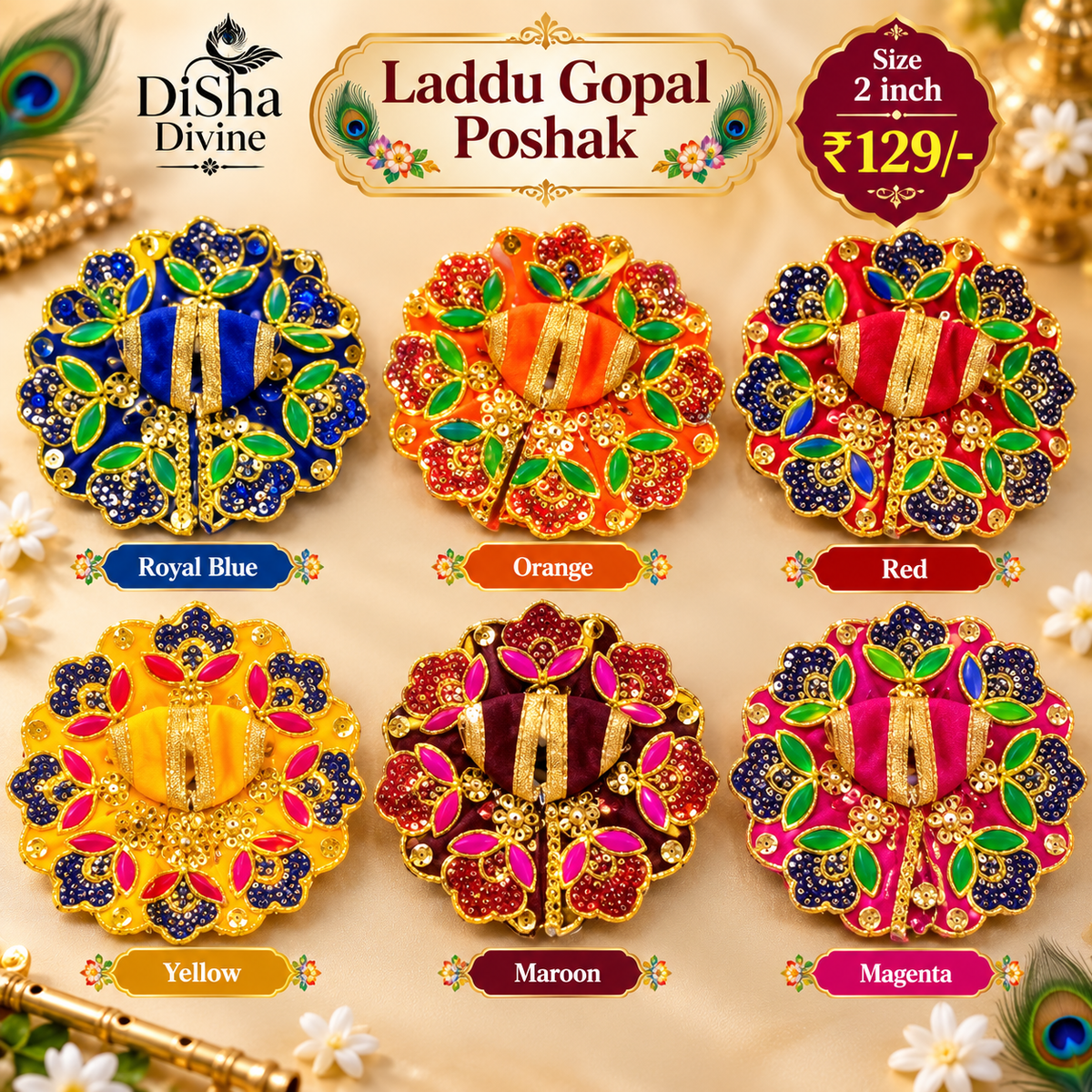 Rajsi Zari Shringar Laddu Gopal Poshak – 2 inch