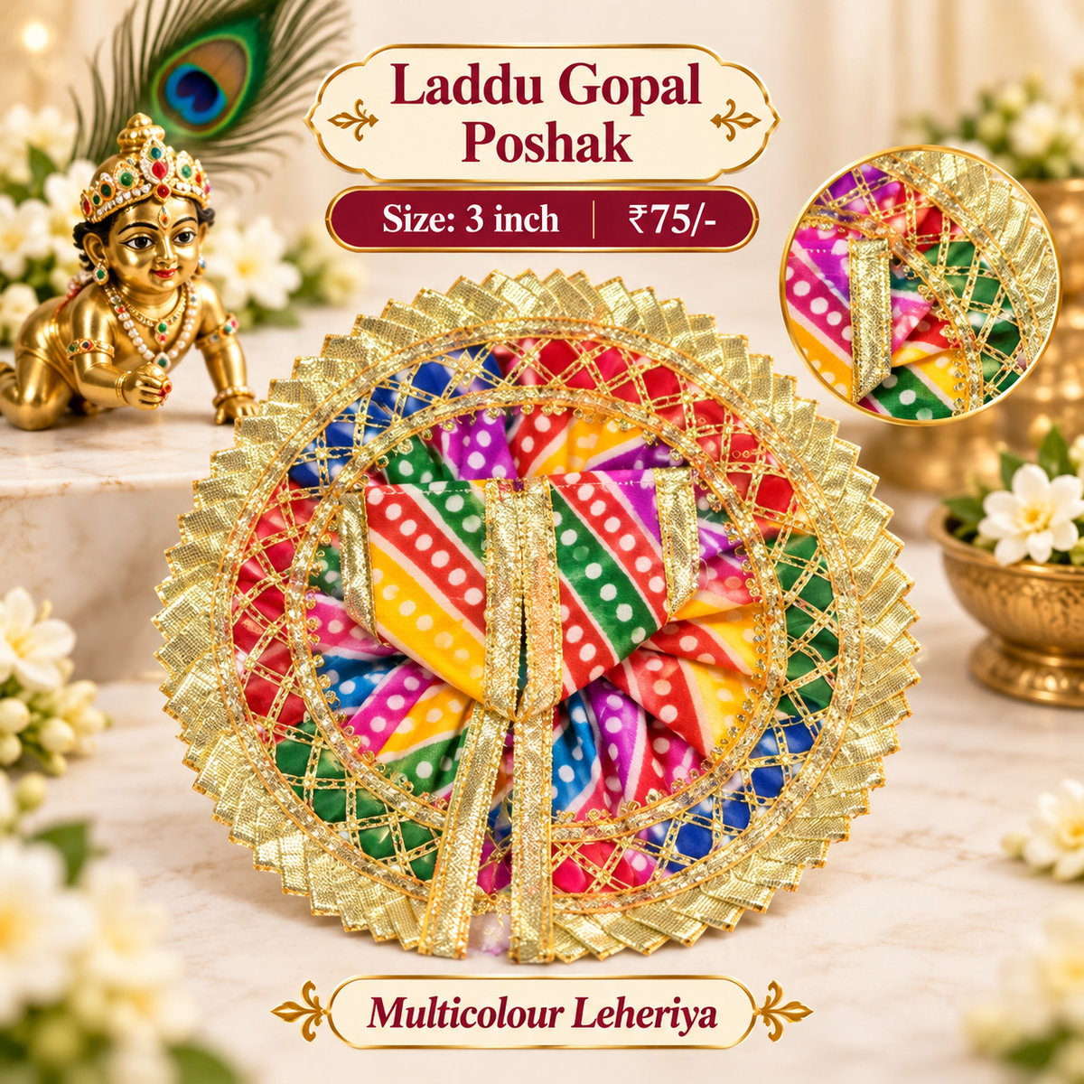 Leheriya Magic Laddu Gopal Poshak – 3 Inch