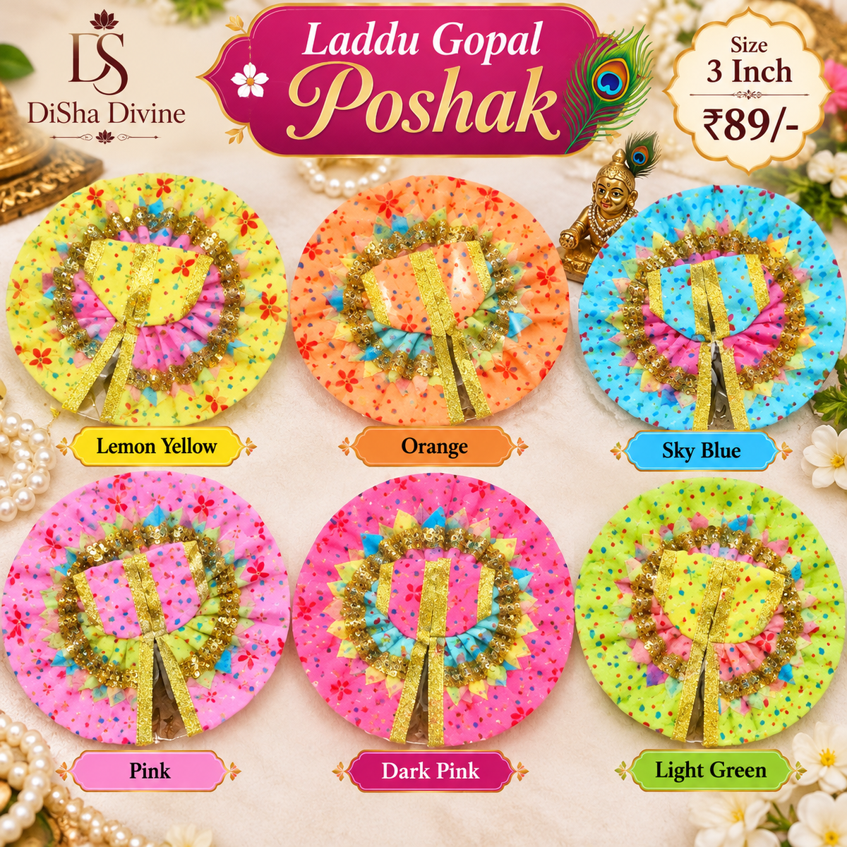 Komal Rang Shringar Laddu Gopal Poshak – 3 Inch
