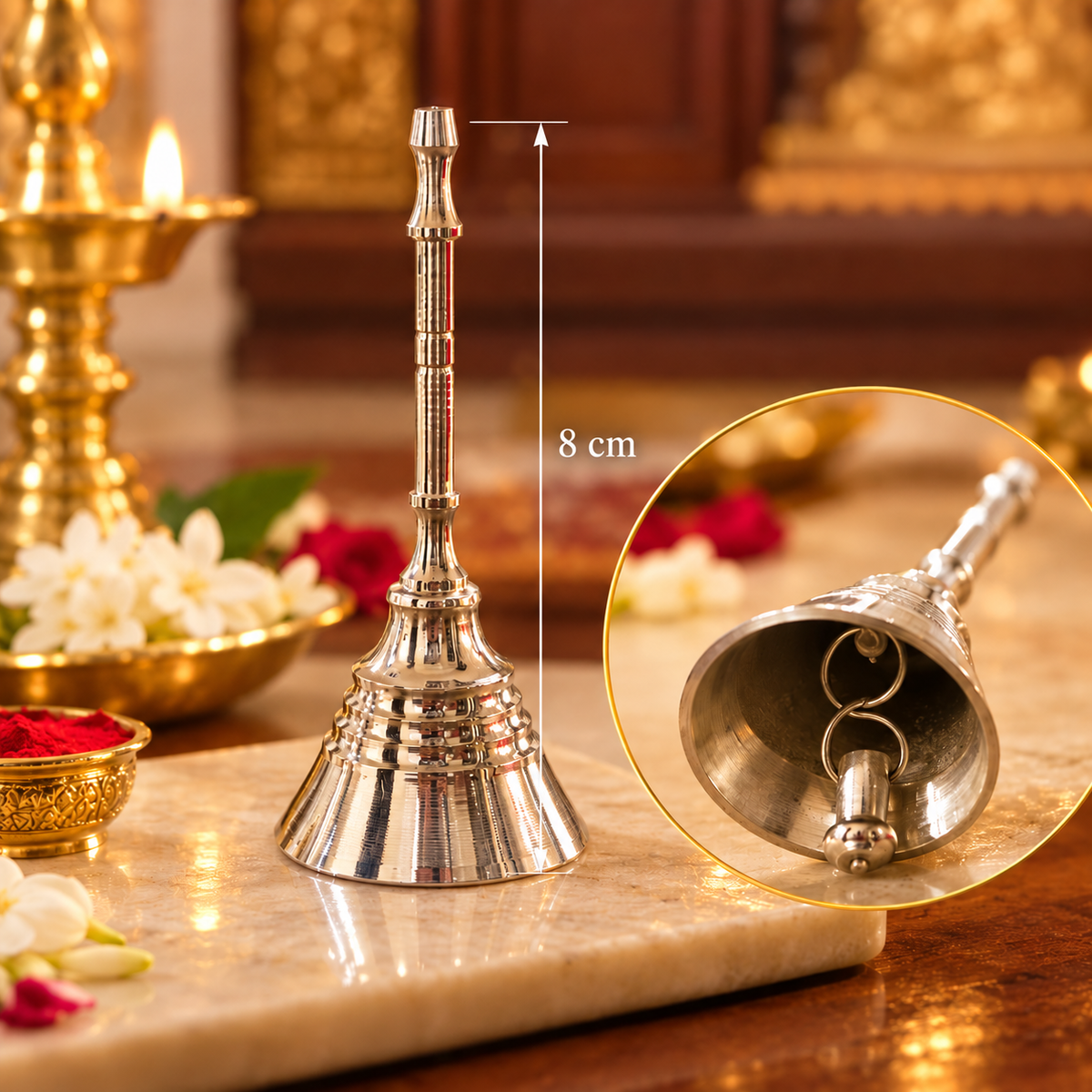 Shubh Naad German Silver Pooja Ghanti