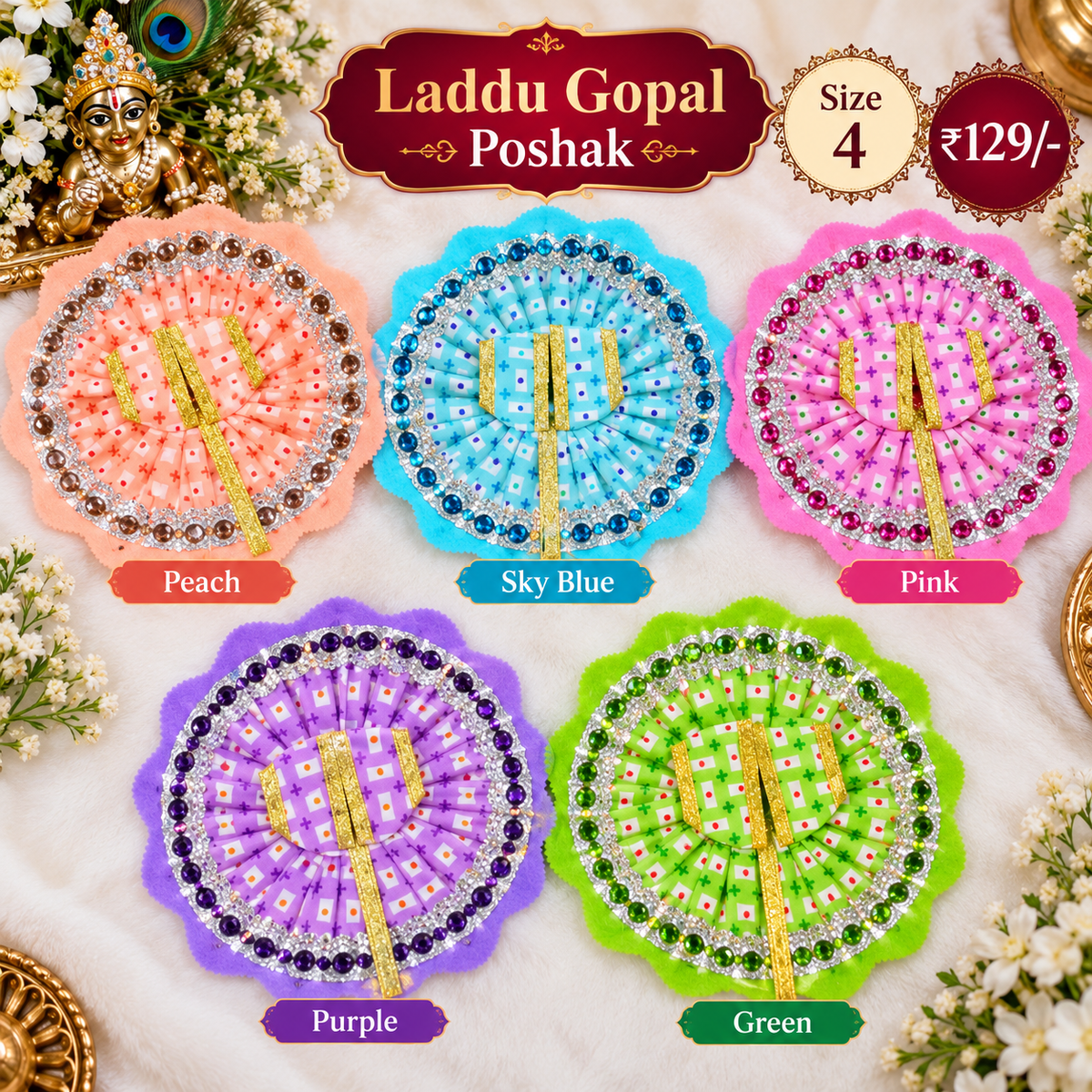 Rangoli Jewel Laddu Gopal Poshak - Size 4