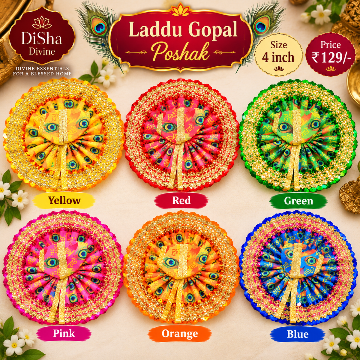 Colourful Laddu Gopal Poshak - Size 4