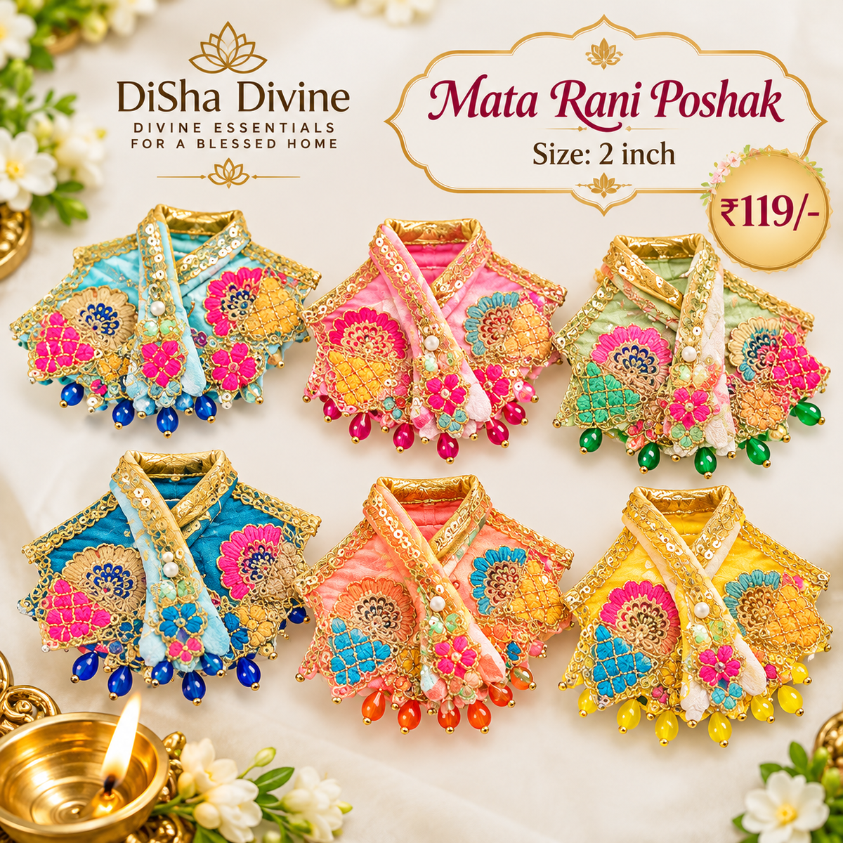 Shahi Phool Moti Mata Rani Poshak – 2 Inch