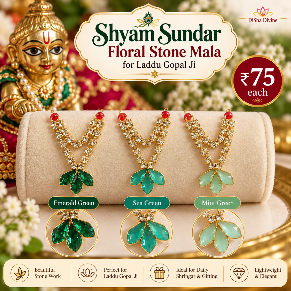 Shyam Sundar Floral Stone Mala for Laddu Gopal Ji