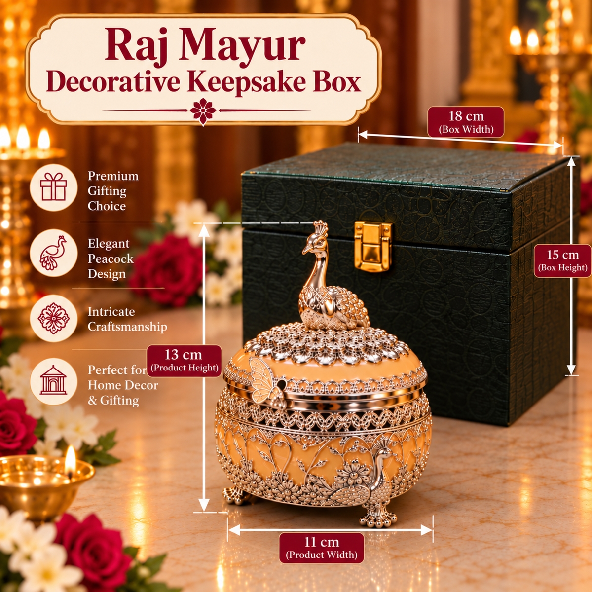 Raj Mayur Decorative Keepsake Box